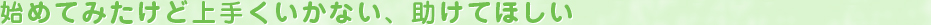 始めてみたけど上手くいかない、助けてほしい